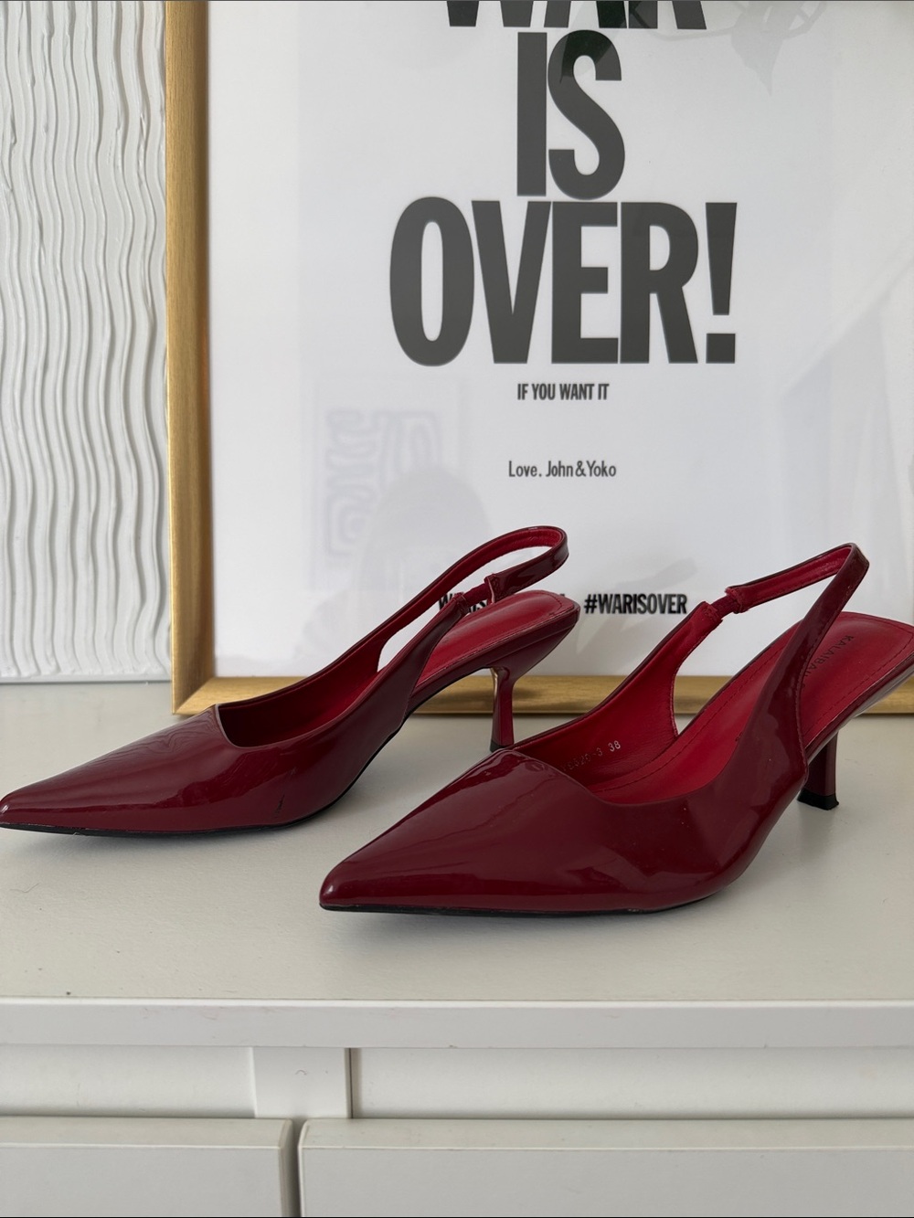 Red Patent Pointed-Toe Slingback Heels - Picture 3 of 4